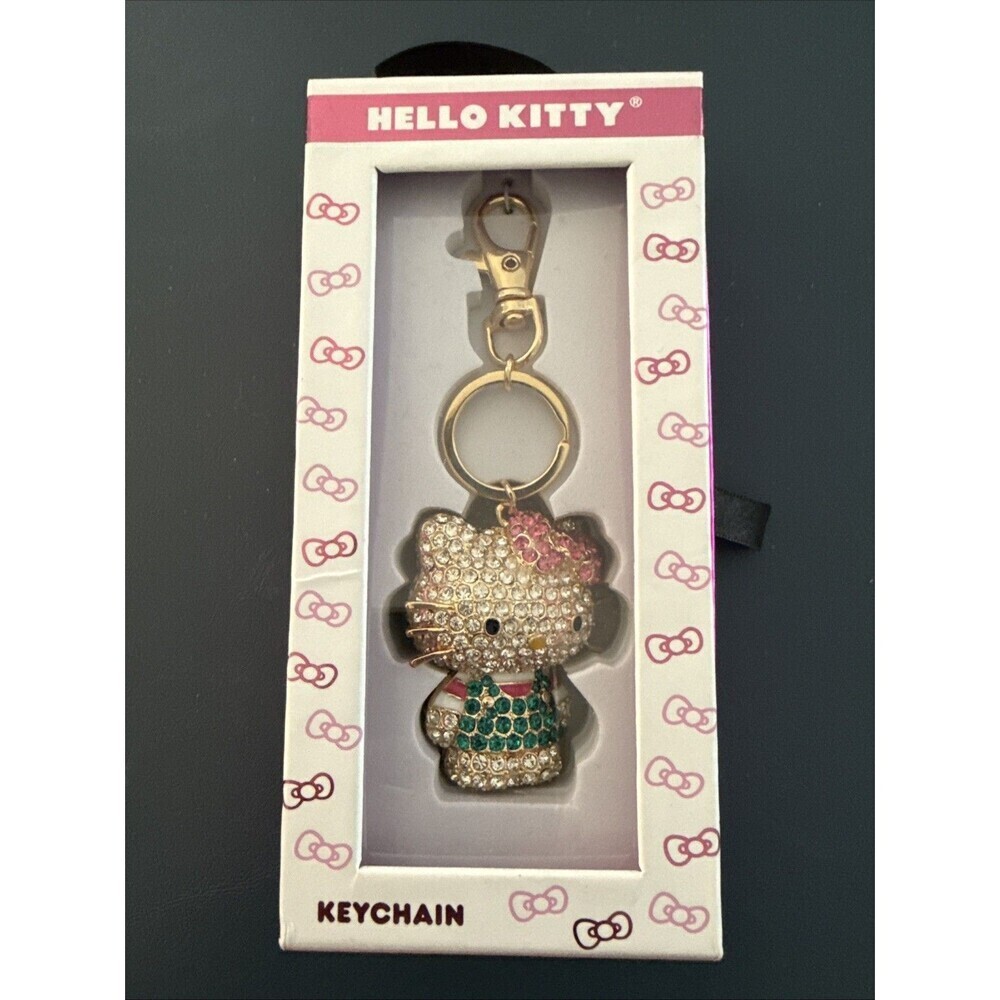 Hello Kitty Sanrio Crystal Rhinestone Key Chain Ring Handbag Charm Jewelry Bling